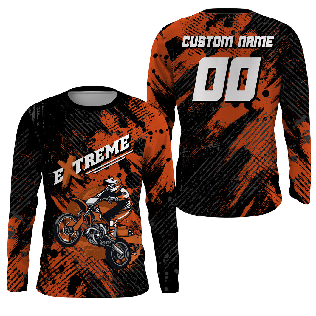 Custom Dirt Bike Jersey Kid Men Women Upf30+ Orange Motocross Racing Shirt Motorcycle PDT675