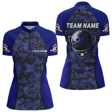 Load image into Gallery viewer, Camo Bowling Jersey For Women Bowling Team Shirt Custom Bowling Quarter-Zip Shirt BDT327