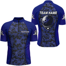 Load image into Gallery viewer, Camo Bowling Jersey For Men Bowling Team Shirt Custom Bowling Quarter-Zip Shirt BDT327
