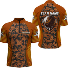 Load image into Gallery viewer, Camo Bowling Jersey For Men Bowling Team Shirt Custom Bowling Quarter-Zip Shirt BDT327