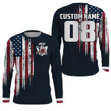 Load image into Gallery viewer, ATV Motocross Jersey Adult Youth UPF30+ Custom Quad Bike Off-Road Shirt USA Flag ATV MX Patriotic PDT640