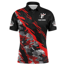 Load image into Gallery viewer, Custom Bowling Shirt for Men Red Camo Bowling Jersey Flame Bowling Polo Shirt BDT260