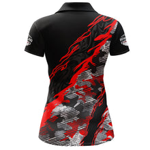 Load image into Gallery viewer, Custom Bowling Shirt for Women Red Camo Bowling Jersey Flame Bowling Polo Shirt BDT260