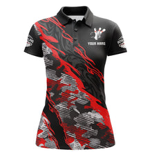 Load image into Gallery viewer, Custom Bowling Shirt for Women Red Camo Bowling Jersey Flame Bowling Polo Shirt BDT260