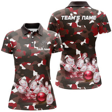 Load image into Gallery viewer, Red Camo Bowling Shirts For Women Custom Bowling Polo Shirt Team Ladies Bowling Jerseys BDT247