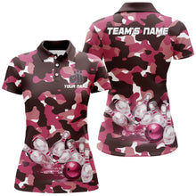 Load image into Gallery viewer, Pink Camo Bowling Shirts For Women Custom Bowling Polo Shirt Team Ladies Bowling Jerseys BDT249