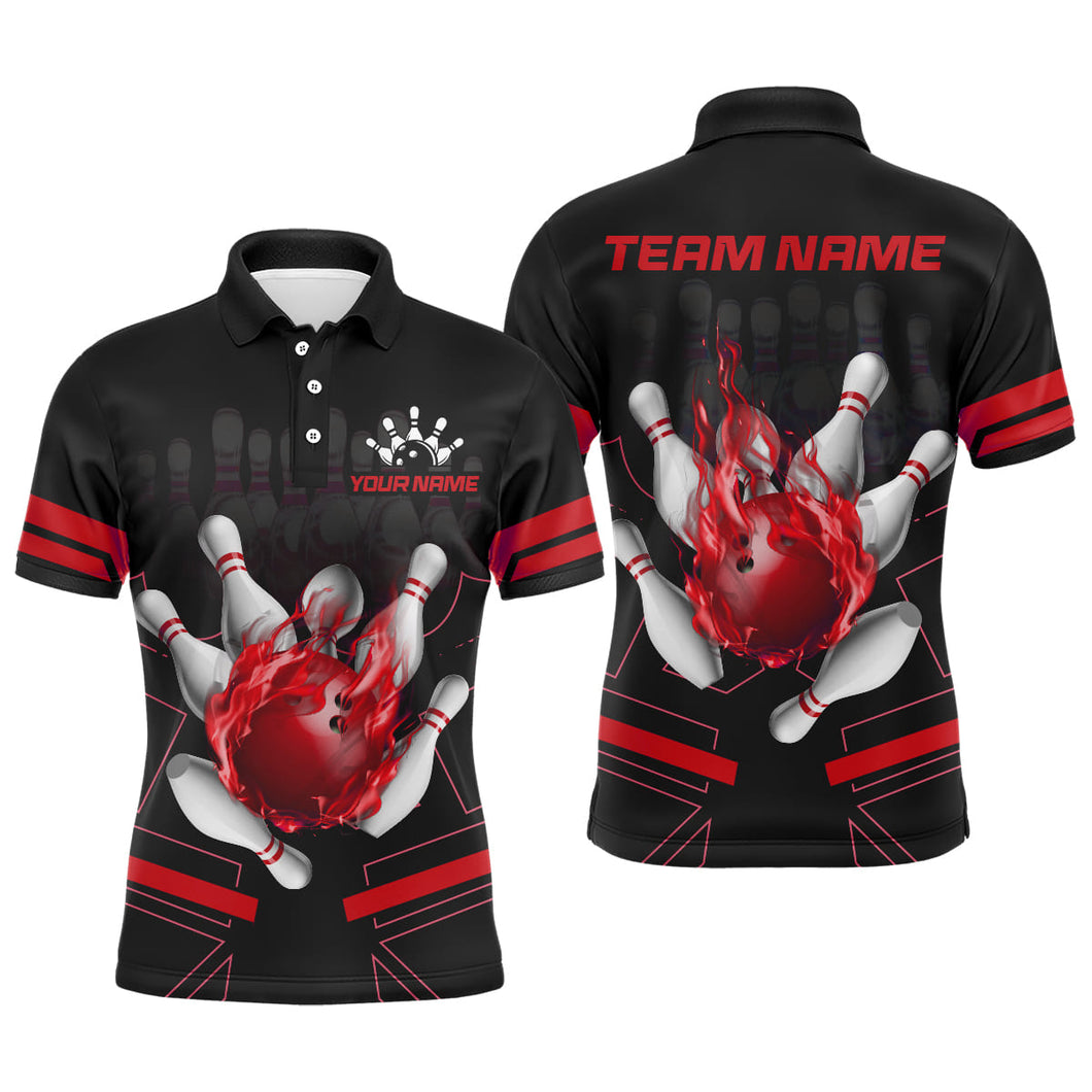 Custom Flame Bowling Jersey For Men Bowling Team Shirt League Bowling Polo Shirt BDT303