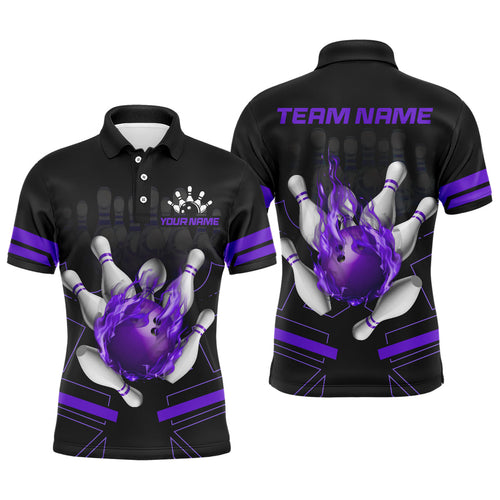 Custom Flame Bowling Jersey For Men Bowling Team Shirt League Bowling Polo Shirt BDT303