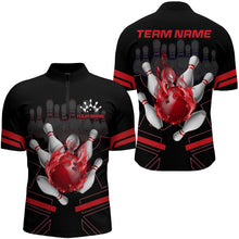 Load image into Gallery viewer, Custom Flame Bowling Jersey For Men Bowling Team Shirt League Bowling Quarter-Zip Shirt BDT303