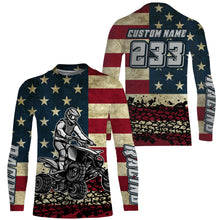 Load image into Gallery viewer, Custom ATV Motocross Jersey Adult&amp;Kid UPF30+ American Flag Quad Bike Shirt Off-Road ATV MX PDT723