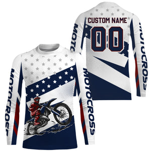 USA Flag Motocross Jersey Personalized UPF30+ Adult&Youth Dirt Bike Shirt Motorcycle Racing PDT693