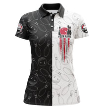 Load image into Gallery viewer, American Bowling Shirts Women Black&amp;White Bowling Team Jersey Custom Bowling Polo Shirt BDT359