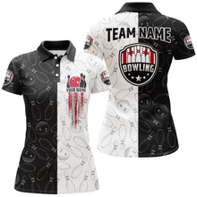 Load image into Gallery viewer, American Bowling Shirts Women Black&amp;White Bowling Team Jersey Custom Bowling Polo Shirt BDT359