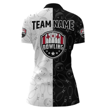 Load image into Gallery viewer, American Bowling Shirts Women Black&amp;White Bowling Team Jersey Custom Bowling Quarter-Zip Shirt BDT359