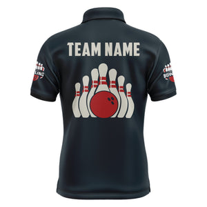 Custom Bowling Shirt For Men Personalized Bowling Team League Jersey Navy Bowling Shirt BDT245