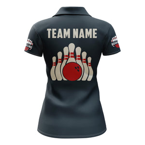 Custom Bowling Shirt For Women Personalized Bowling Team League Jersey Navy Bowling Polo Shirt BDT245