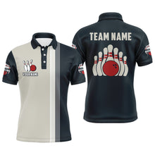 Load image into Gallery viewer, Custom Bowling Shirt For Men Personalized Bowling Team League Jersey Navy Bowling Shirt BDT245