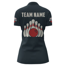 Load image into Gallery viewer, Bowling Quarter-Zip Shirt For Women Personalized Bowling Team League Jersey Navy Bowling Shirt BDT245