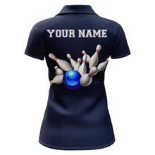 Load image into Gallery viewer, Blue Bowling Jersey For Women Custom Bowling Shirt 3D Bowling Polo Shirt For Team BDT250