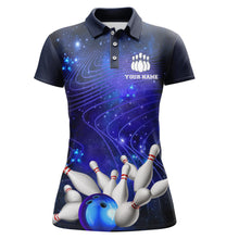 Load image into Gallery viewer, Blue Bowling Jersey For Women Custom Bowling Shirt 3D Bowling Polo Shirt For Team BDT250