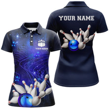 Load image into Gallery viewer, Blue Bowling Jersey For Women Custom Bowling Shirt 3D Bowling Polo Shirt For Team BDT250