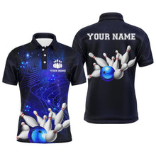 Load image into Gallery viewer, Blue Bowling Jersey For Men Custom Bowling Shirt 3D Bowling Polo Shirt For Team BDT250