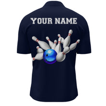 Load image into Gallery viewer, Blue Bowling Jersey For Men Custom Bowling Shirt 3D Bowling Quarter-Zip Shirt For Team BDT250