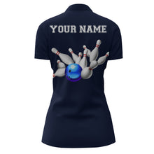 Load image into Gallery viewer, Blue Bowling Jersey For Women Custom Bowling Shirt 3D Bowling Quarter-Zip Shirt For Team BDT250