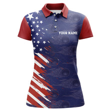 Load image into Gallery viewer, Navy Bowling Polo Shirt Women Custom American Bowling Jersey Seamless Pattern Bowling Shirts BDT319