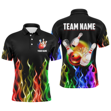 Load image into Gallery viewer, Rainbow Flame Bowling Jersey For Men Personalized Bowling Team Shirts Bowling Polo Shirt BDT324