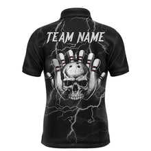 Load image into Gallery viewer, Skull Bowling League Shirt Men Bowling Jersey Team Lightning Thunder Bowling Polo Shirt BDT335