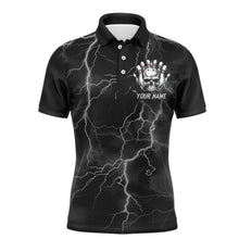 Load image into Gallery viewer, Skull Bowling League Shirt Men Bowling Jersey Team Lightning Thunder Bowling Polo Shirt BDT335