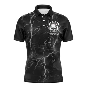 Skull Bowling League Shirt Men Bowling Jersey Team Lightning Thunder Bowling Polo Shirt BDT335