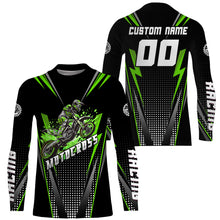 Load image into Gallery viewer, Personalized Green Motocross Jersey Kid&amp;Adult Upf30+ Dirt Bike Shirt Off-Road Motorcycle Racing PDT671