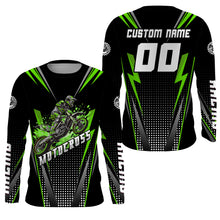 Load image into Gallery viewer, Personalized Green Motocross Jersey Kid&amp;Adult Upf30+ Dirt Bike Shirt Off-Road Motorcycle Racing PDT671