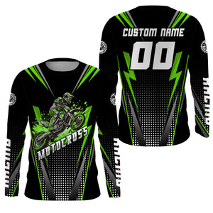 Personalized Green Motocross Jersey Kid&Adult Upf30+ Dirt Bike Shirt Off-Road Motorcycle Racing PDT671