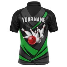 Load image into Gallery viewer, Green Bowling Polo Shirts For Men Bowling Team League Jersey Custom Bowling Shirts BDT224