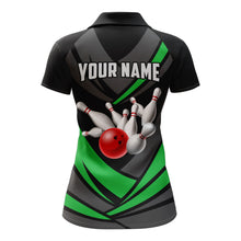 Load image into Gallery viewer, Green Bowling Polo Shirts For Women Bowling Team League Jersey Custom Bowling Shirts BDT225