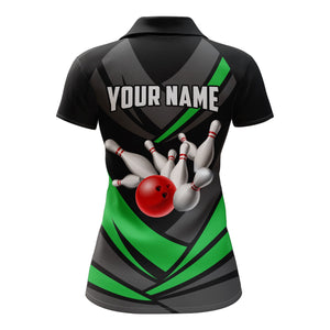 Green Bowling Polo Shirts For Women Bowling Team League Jersey Custom Bowling Shirts BDT225