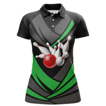 Load image into Gallery viewer, Green Bowling Polo Shirts For Women Bowling Team League Jersey Custom Bowling Shirts BDT225