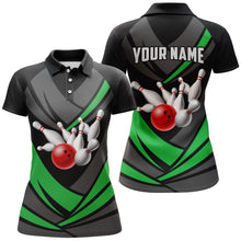 Load image into Gallery viewer, Green Bowling Polo Shirts For Women Bowling Team League Jersey Custom Bowling Shirts BDT225