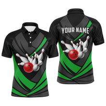 Load image into Gallery viewer, Green Bowling Polo Shirts For Men Bowling Team League Jersey Custom Bowling Shirts BDT224