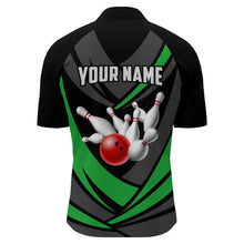 Load image into Gallery viewer, Green Bowling Quarter-Zip Shirts For Men Bowling Team League Jersey Custom Bowling Shirts BDT226