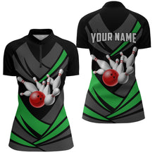 Load image into Gallery viewer, Green Bowling Quarter-Zip Shirts For Women Bowling Team League Jersey Custom Bowling Shirts BDT227