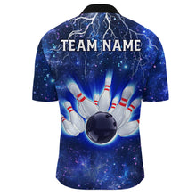 Load image into Gallery viewer, Custom Navy Bowling Quarter-Zip Shirt For Men Lightning Thunder Bowling Jersey Team League BDT331