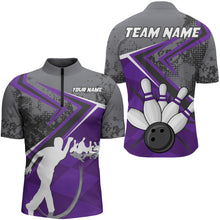 Load image into Gallery viewer, Custom Bowling Jersey For Men Bowling Quarter-Zip Shirt Team Bowling Short Sleeve BDT270
