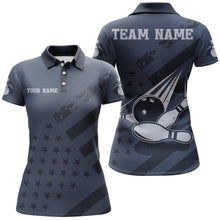 Load image into Gallery viewer, American Flag Bowling Polo Shirt Team Patriotic Bowling Jersey For Women Bowlers Short Sleeve BDT265
