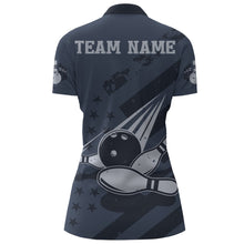 Load image into Gallery viewer, American Flag Bowling Quarter-Zip Shirt Team Patriotic Bowling Jersey Women Bowlers Short Sleeve BDT265