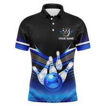 Load image into Gallery viewer, Custom 3D Bowling League Shirt Blue Bowling Jersey For Men Bowling Polo Shirt Team BDT339