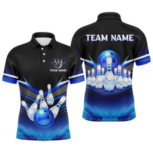 Load image into Gallery viewer, Custom 3D Bowling League Shirt Blue Bowling Jersey For Men Bowling Polo Shirt Team BDT339